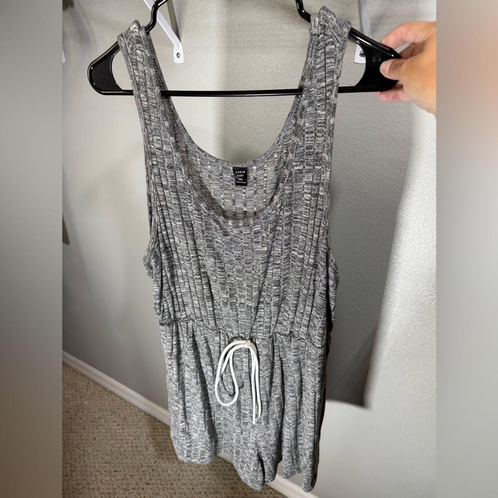 Shein Gray Patterned Knit Romper - image 1